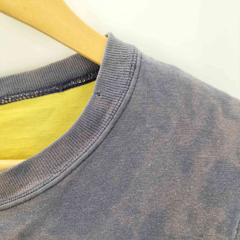 ムラ染 ダブルフェイス クルーネックTシャツ ナス紺 メンズ
