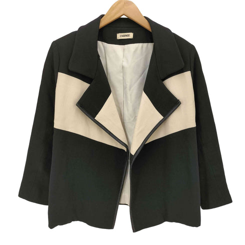L'AGENCE パイピング フェイクレザー バイカラー ボタンレス ジャケット レディース