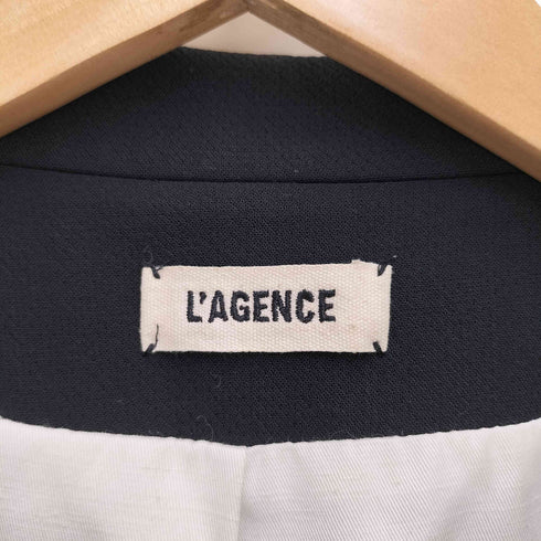 L'AGENCE パイピング フェイクレザー バイカラー ボタンレス ジャケット レディース