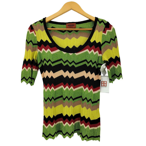 ミッソーニ MISSONI イタリア製 シルク混 ショートスリーブ リブニット レディース 44