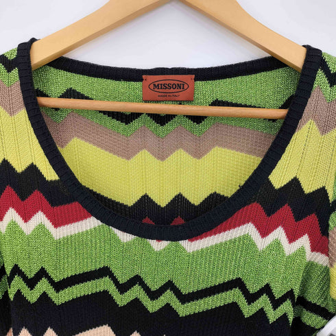 ミッソーニ MISSONI イタリア製 シルク混 ショートスリーブ リブニット レディース 44