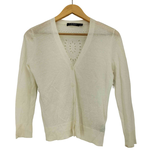 ローレンラルフローレン LAUREN RALPH LAUREN リネンレーヨン バックレースカーディガン レディース JPN:XS