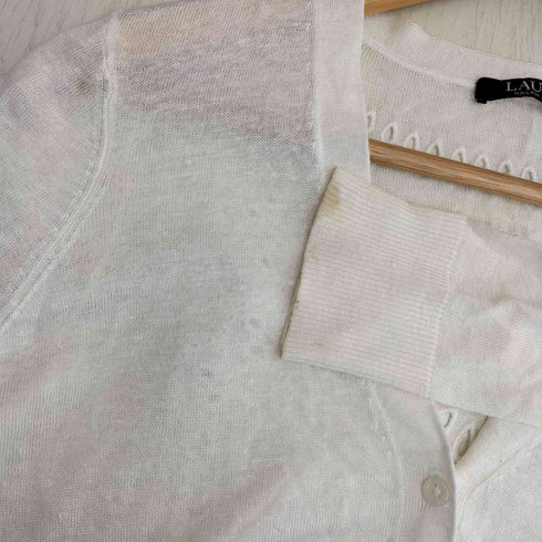 ローレンラルフローレン LAUREN RALPH LAUREN リネンレーヨン バックレースカーディガン レディース JPN:XS