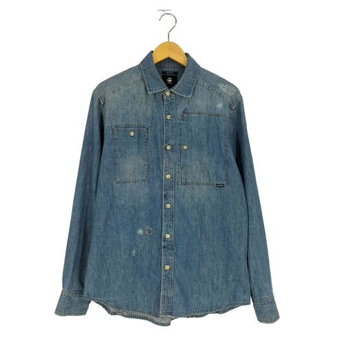ジースターロー G-STAR RAW Talla Taglia Grobe SLIM FIT ダメージ加工 デニムシャツ メンズ import:L