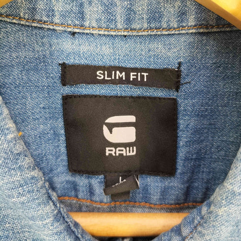 ジースターロー G-STAR RAW Talla Taglia Grobe SLIM FIT ダメージ加工 デニムシャツ メンズ import:L