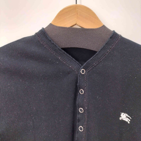 バーバリーブラックレーベル BURBERRY BLACK LABEL ロゴ刺繍 ヘンリーネックリブカットソー メンズ JPN:2