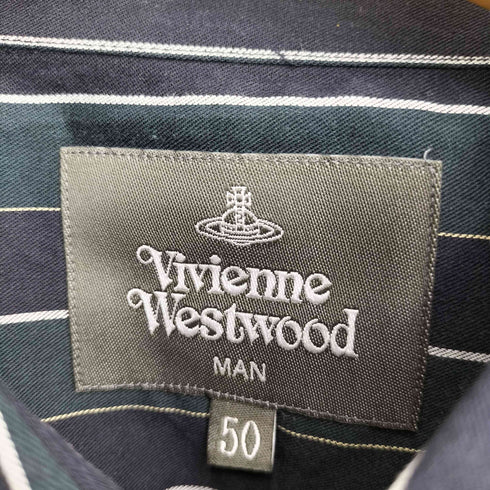 ヴィヴィアンウエストウッドマン Vivienne Westwood MAN オーブ刺繍 ストライプクラシックシャツ メンズ 50