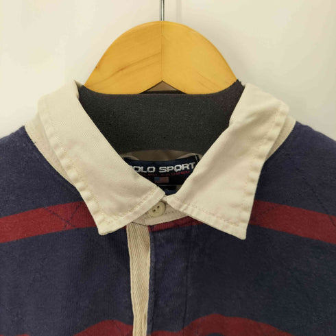 ポロスポーツラルフローレン POLO SPORT RALPH LAUREN 90S L/S ボーダー柄フロントロゴ刺繍 ラガーシャツ メンズ import:XXL