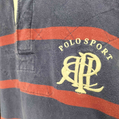 ポロスポーツラルフローレン POLO SPORT RALPH LAUREN 90S L/S ボーダー柄フロントロゴ刺繍 ラガーシャツ メンズ import:XXL