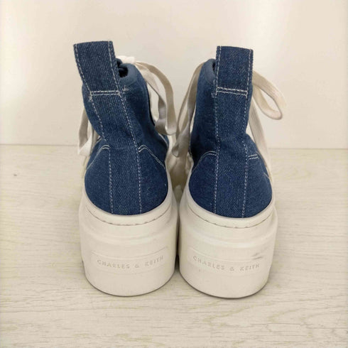 チャールズアンドキース CHARLES&KEITH キャンバスレースアップハイカットスニーカー レディース JPN:24.5