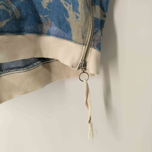 ザラ ZARA マーブル柄デニムサイドジップスウェット メンズ import:L