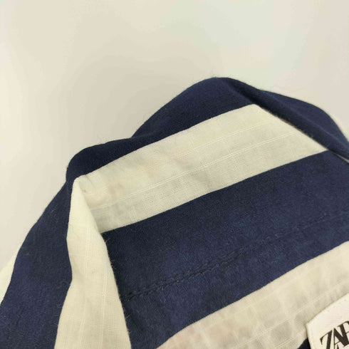 ザラ ZARA シアサッカー ストライプ開襟シャツ メンズ import:M
