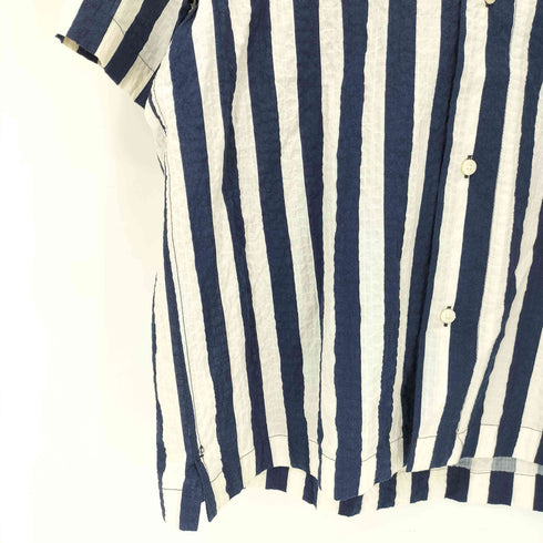 ザラ ZARA シアサッカー ストライプ開襟シャツ メンズ import:M