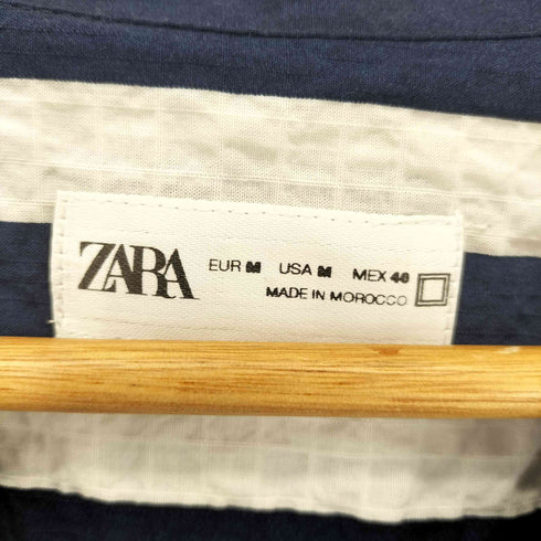 ザラ ZARA シアサッカー ストライプ開襟シャツ メンズ import:M