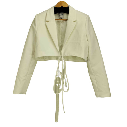 ザラ ZARA リボンディテール クロップドブレザー レディース import:L