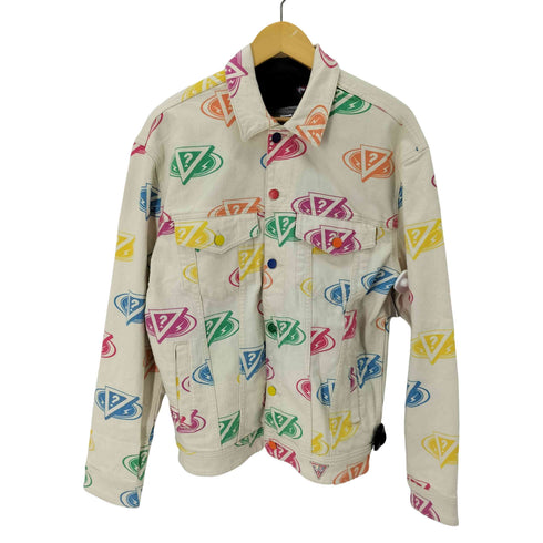 ゲス GUESS ×J BALVIN DILLION OVERSIZED LOGO ECRU DENIM TRUCKER JACKET メンズ import:S