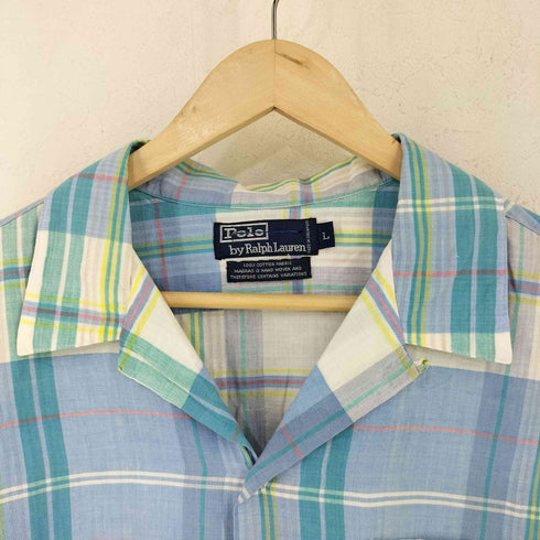 ポロバイラルフローレン Polo by RALPH LAUREN 90S マドラス開襟シャツ ポニー無し メンズ import:L