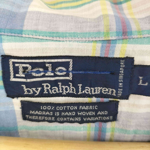 ポロバイラルフローレン Polo by RALPH LAUREN 90S マドラス開襟シャツ ポニー無し メンズ import:L