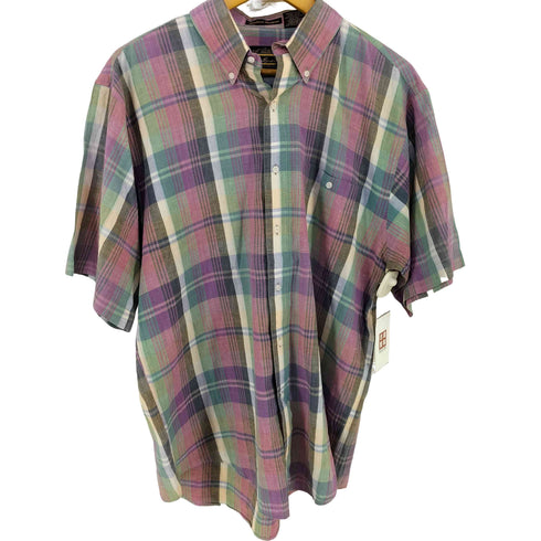 エディーバウアー Eddie Bauer 80S-90S 黒タグ後期 マドラスチェックシャツ メンズ import:L