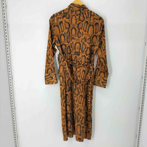ザラ ZARA パイソン柄 ベルテッドシャツワンピース レディース import:M