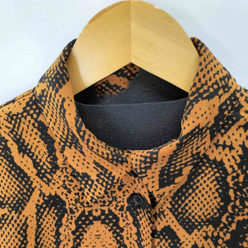 ザラ ZARA パイソン柄 ベルテッドシャツワンピース レディース import:M