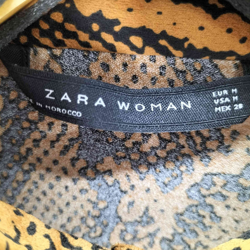 ザラ ZARA パイソン柄 ベルテッドシャツワンピース レディース import:M