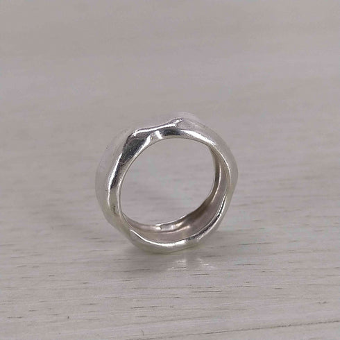 Ops Silver925 Hammered Wide MOLUNE Ring レディース 10号