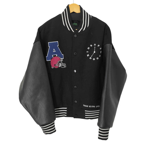 アフューグッドキッズ A FEW GOOD KIDS FFFamerican football cap bear embroidery Stadium jumper ベア刺繍レザー切替スタジャン メンズ import:S