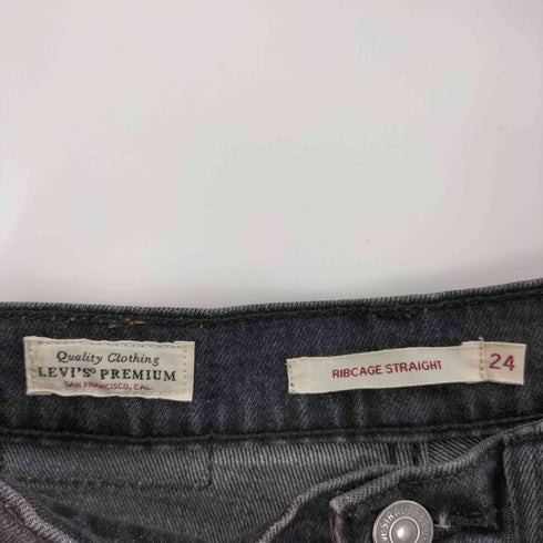 リーバイス Levis PREMIUM RIBCAGE STRAIGHT ボタンフライ ブラック デニム パンツ レディース US:24