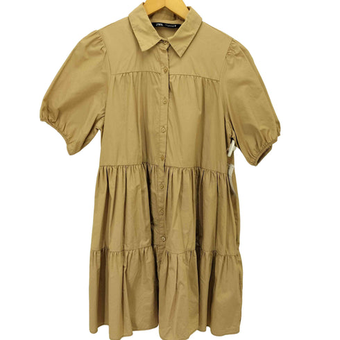 ザラ ZARA レギュラーカラー S/S シャツ チュニック ワンピース レディース import:S