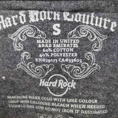 ハードロックカフェ Hard Rock Cafe Y2K ラインストーン メタリックデザイン Vネック Tシャツ レディース import:S
