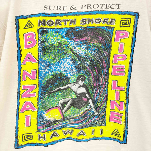90S シングルステッチ SURF&PROTECT フロントプリント Tシャツ メンズ import:M