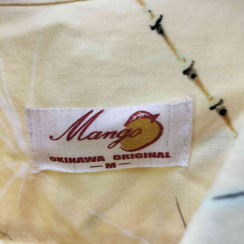 MANGO OKINAWA ORIGINAL 和柄 ウッドボタン 開襟 アロハシャツ ボックスシルエット メンズ JPN:M