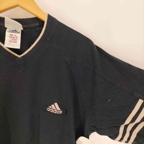 アディダス adidas 90S 旧タグ パフォーマンス ロゴ 袖ライン デザイン Vネック S/S Tシャツ メンズ JPN:L