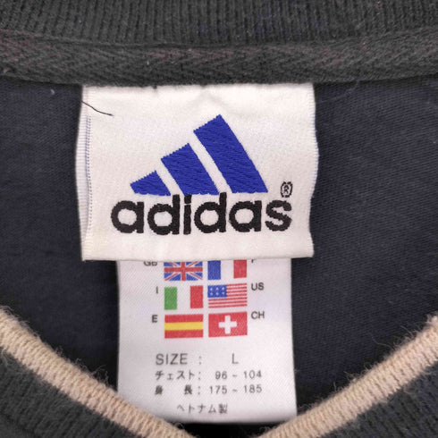 アディダス adidas 90S 旧タグ パフォーマンス ロゴ 袖ライン デザイン Vネック S/S Tシャツ メンズ JPN:L