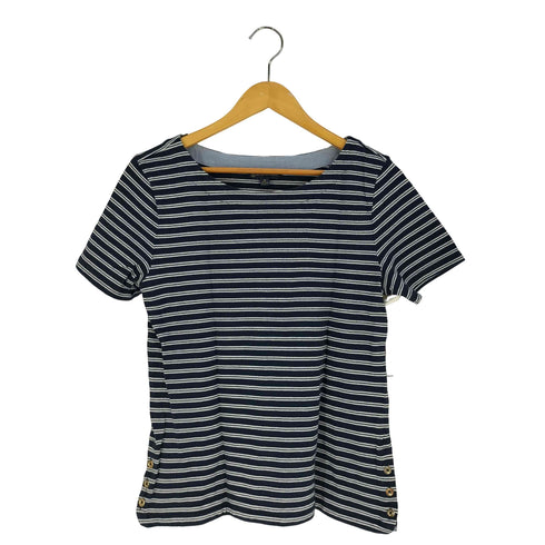 ブルックスブラザーズ BROOKS BROTHERS サイドボタン ボートネック ボーダー Tシャツ レディース import:M