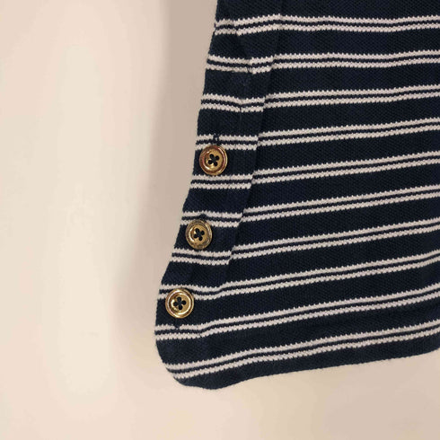 ブルックスブラザーズ BROOKS BROTHERS サイドボタン ボートネック ボーダー Tシャツ レディース import:M