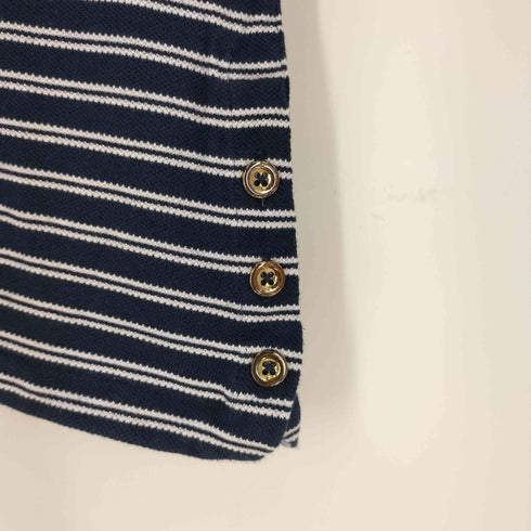 ブルックスブラザーズ BROOKS BROTHERS サイドボタン ボートネック ボーダー Tシャツ レディース import:M