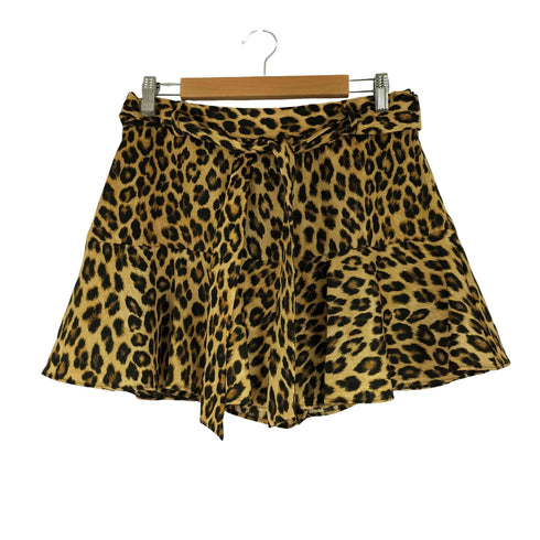ザラ ZARA サテンライクレオパードミニスカート レディース L