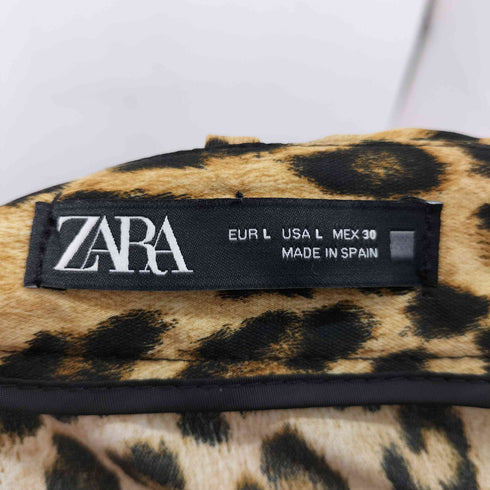 ザラ ZARA サテンライクレオパードミニスカート レディース L