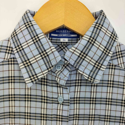 バーバリーブルーレーベル BURBERRY BLUE LABEL ロゴ刺繍 チェック シャツ レディース JPN:36