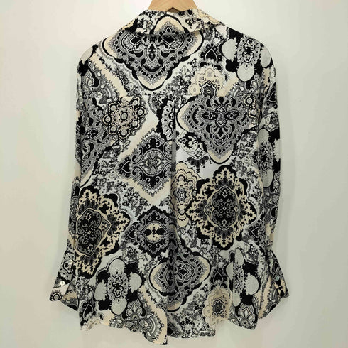 ザラ ZARA ペイズリー柄 サテン ロングスリーブシャツ レディース import:M