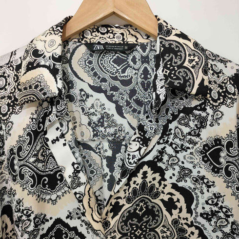ザラ ZARA ペイズリー柄 サテン ロングスリーブシャツ レディース import:M