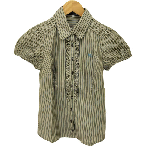 バーバリーブルーレーベル BURBERRY BLUE LABEL ロゴ 刺繍 フリル S/S シャツ レディース 36