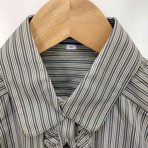 バーバリーブルーレーベル BURBERRY BLUE LABEL ロゴ 刺繍 フリル S/S シャツ レディース 36