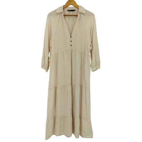ザラ ZARA Panelled Linen Blend Midi Dress パネルド リネンブレンド ミディドレス レディース import:M