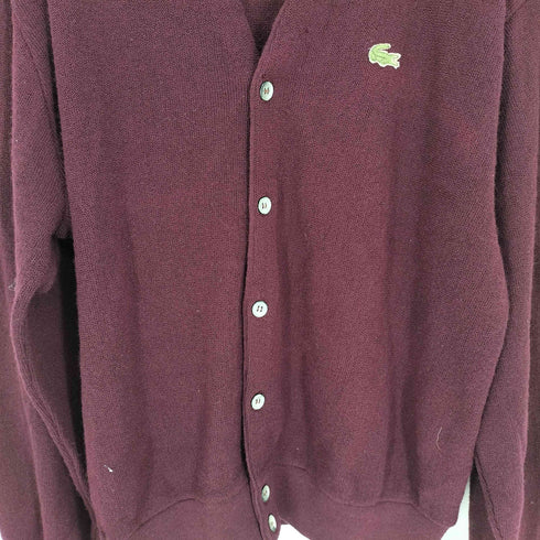 アイゾッドラコステ IZOD LACOSTE 80-90S USA製 最終タグ ロゴ ワッペン アクリル ニット カーディガン ロングリブ メンズ import:L