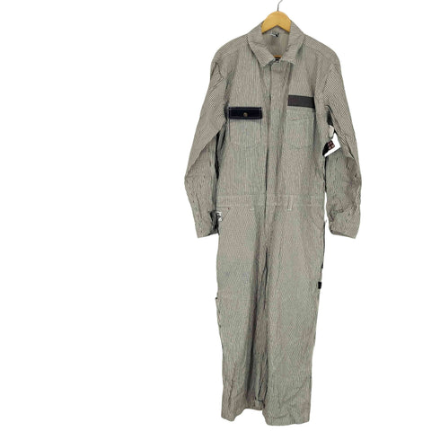 チャムス CHUMS HURRICANE COVERALL Booby ストライプ ヒッコリー デニムオーバーオール メンズ JPN:XL