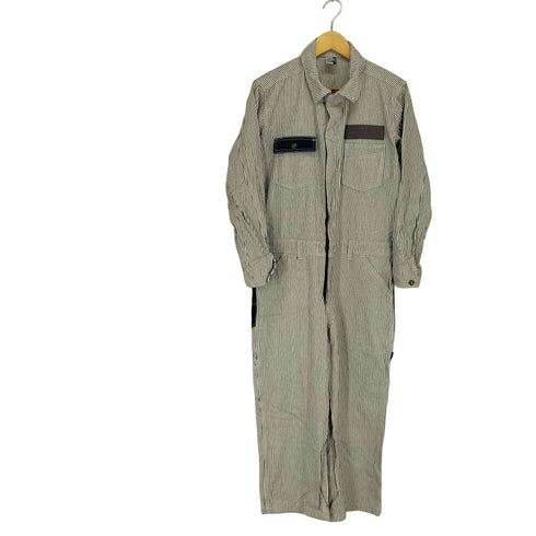 チャムス CHUMS HURRICANE COVERALL Booby ストライプ ヒッコリー デニムオーバーオール メンズ JPN:S
