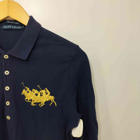 ラルフローレン RALPH LAUREN THE SKINNY POLO ワンポイント刺繍鹿の子ポロシャツ レディース L